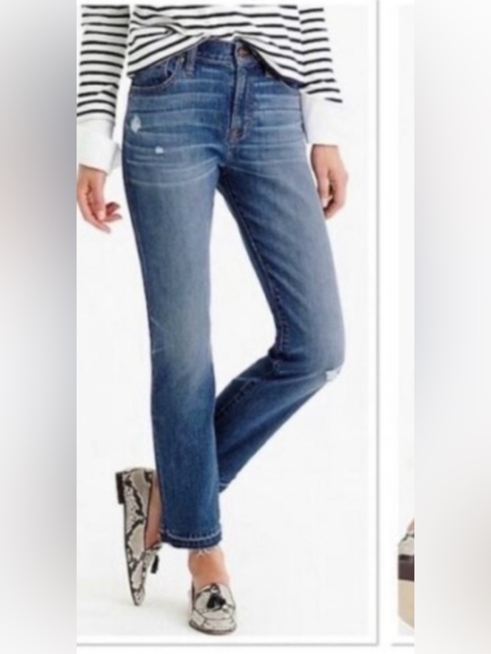 J. Crew straight raw hem high rise jeans